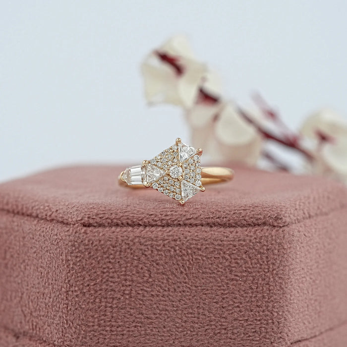 Step Cut Arrow And Round Diamond Anniversary Ring