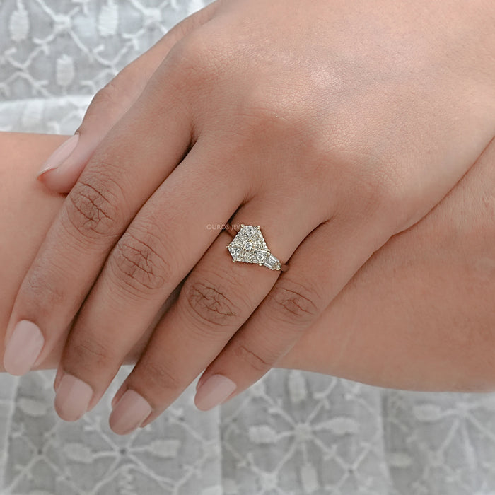 Step Cut Arrow And Round Diamond Anniversary Ring