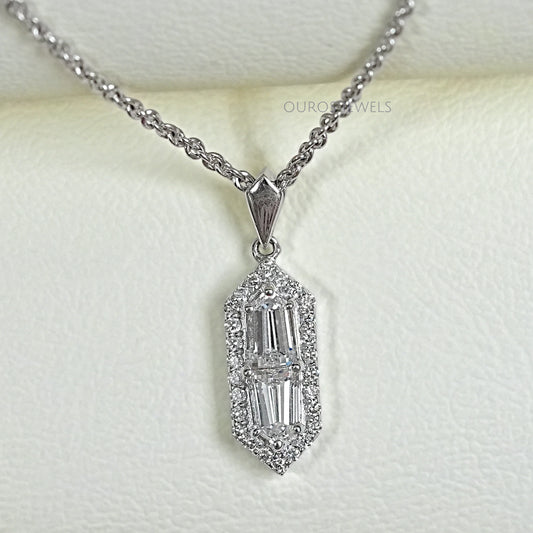 Step Cut arrow Diamond Pendant Necklaces
