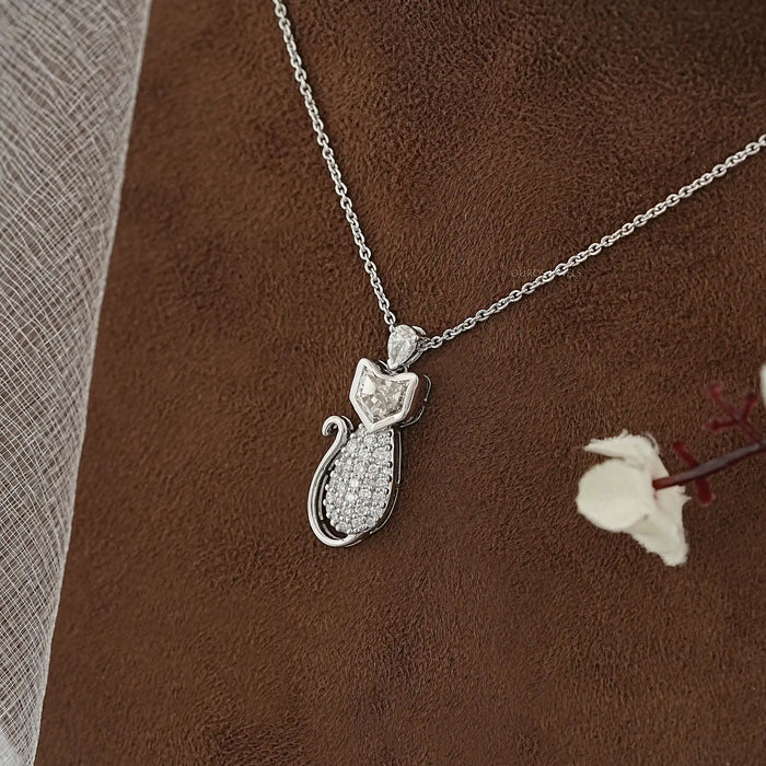 Antique Cat Cut And Round Diamond Pendant