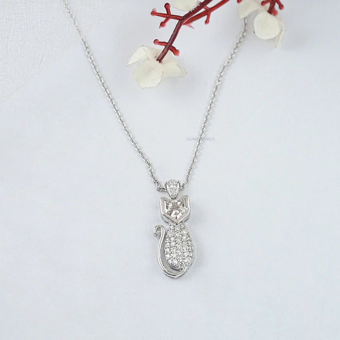 Antique Cat Cut And Round Diamond Pendant