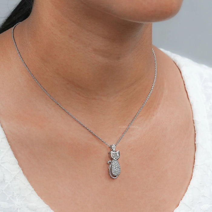 Antique Cat Cut And Round Diamond Pendant