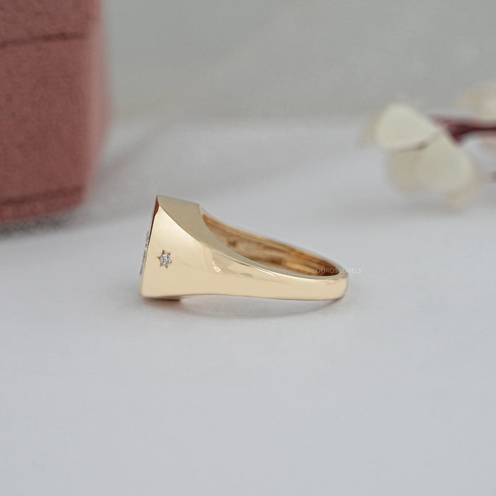 Antique Bull Cut Lab Diamond Wedding Ring