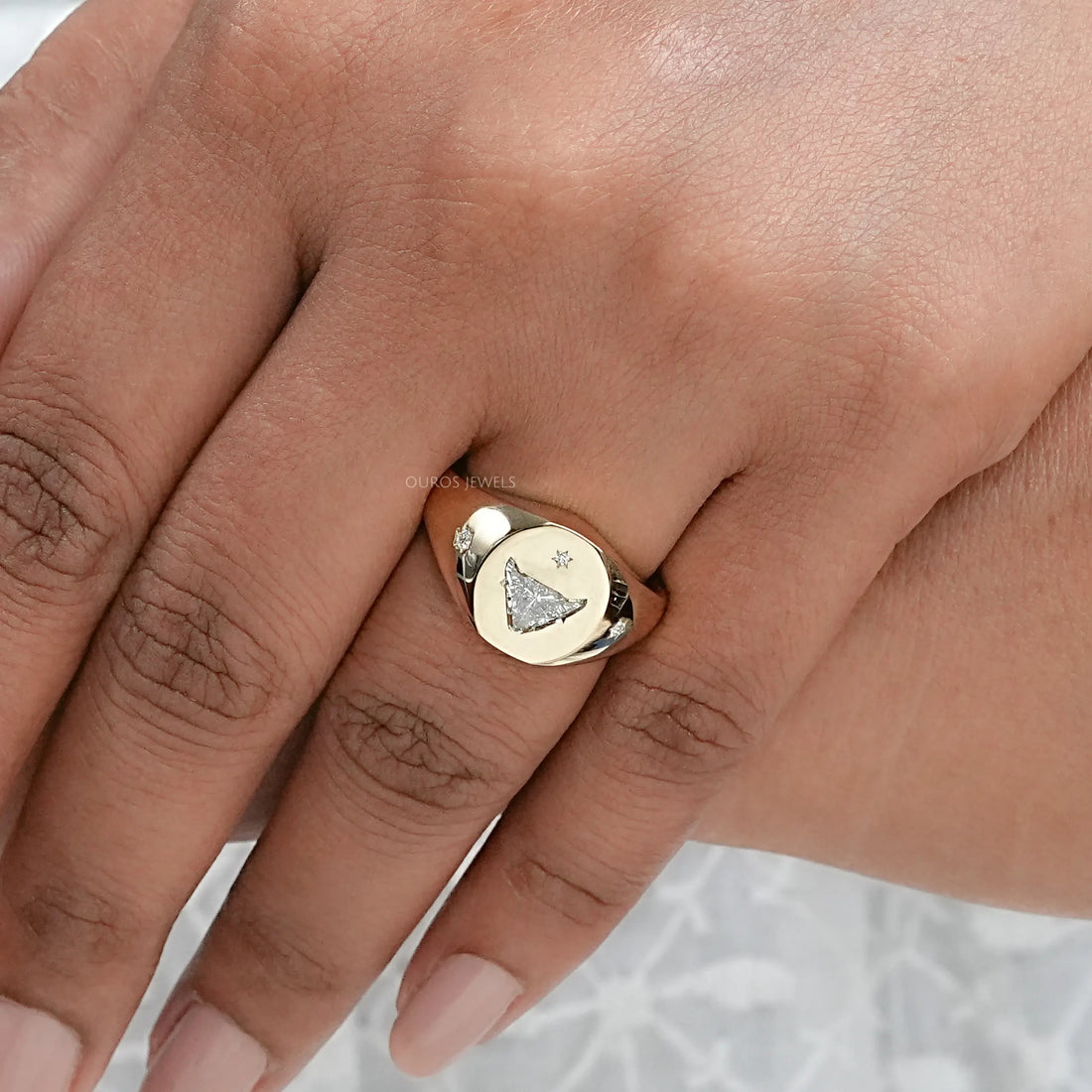 Antique Bull Cut Lab Diamond Wedding Ring Rings