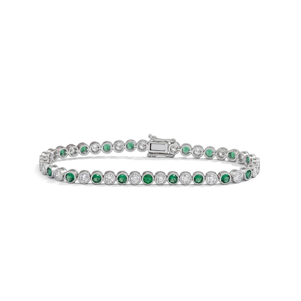 Round Cut Gemstone & Diamond Tennis Bracelet