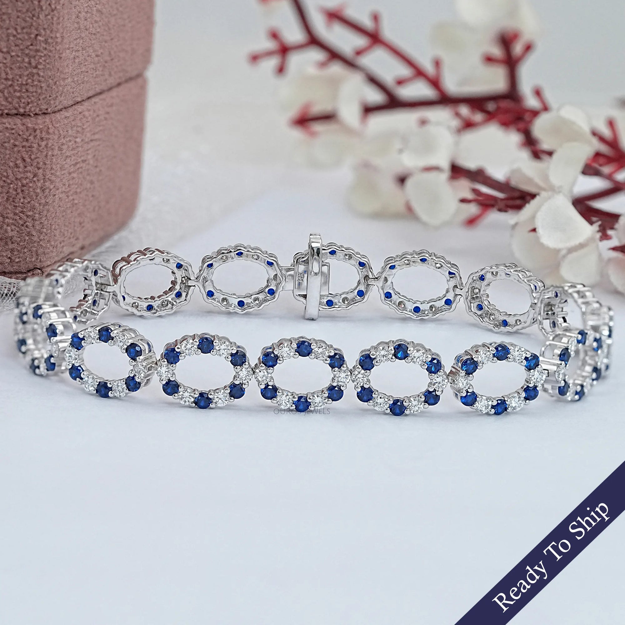Elegant Blue Sapphire and Diamond Bracelet