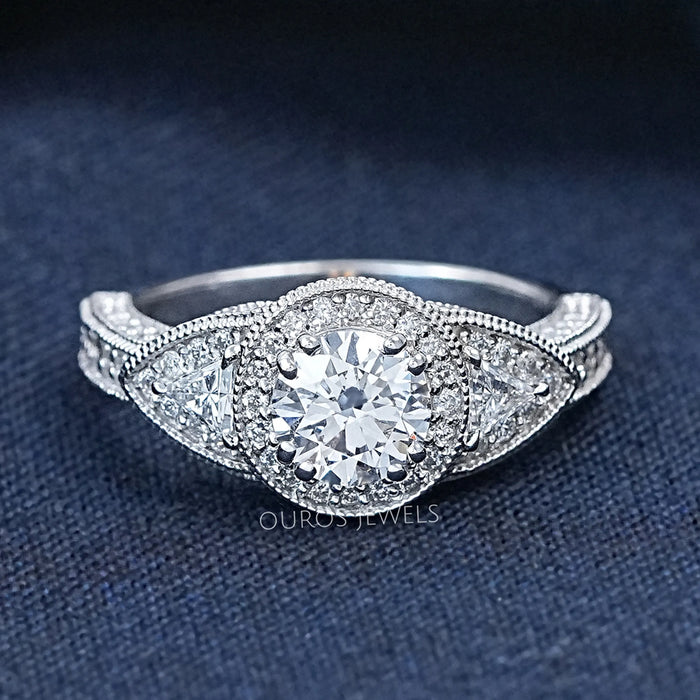 Amber Heard Round Cut Lab Diamond Wedding Ring 