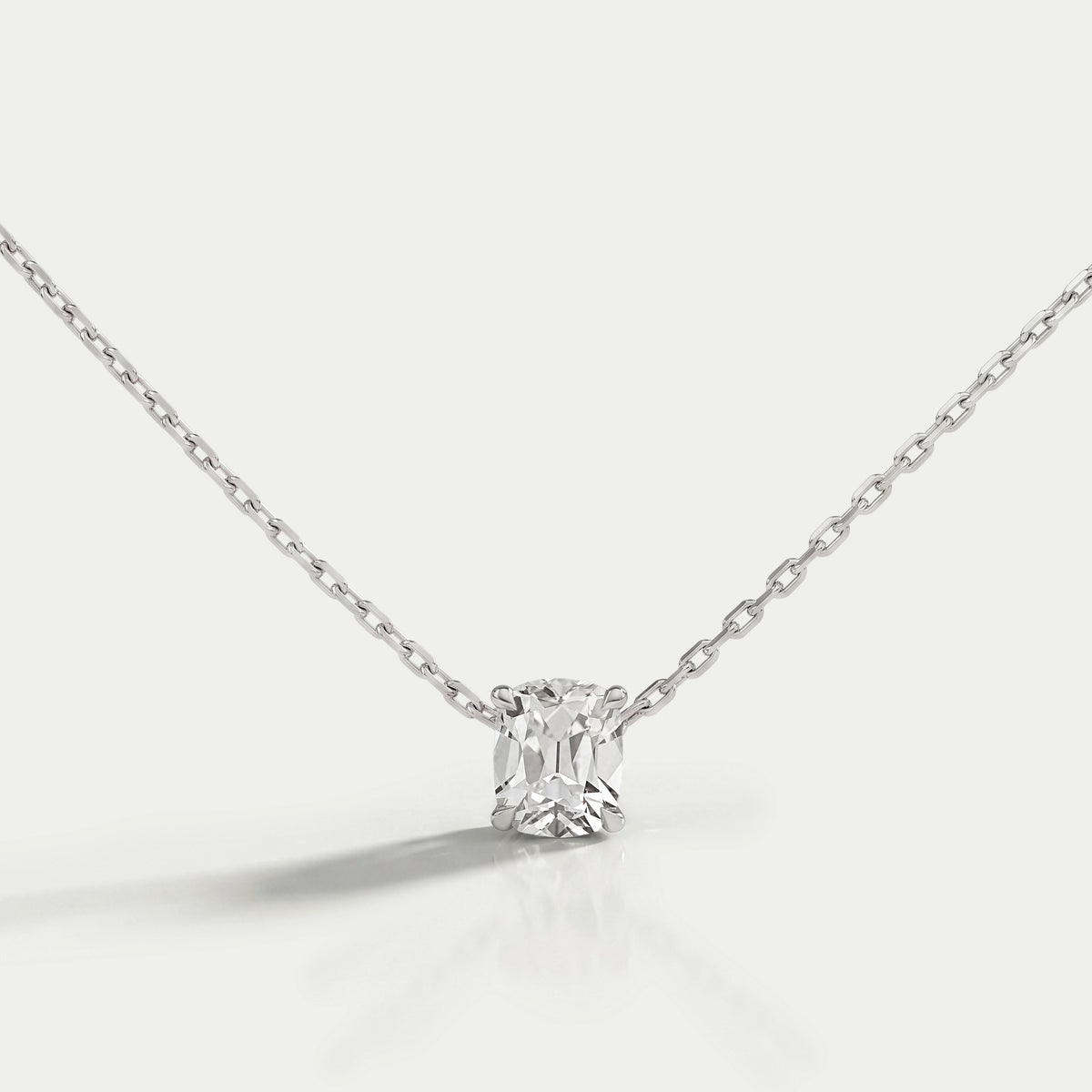 Old Mine Cushion Solitaire Pendant Necklaces