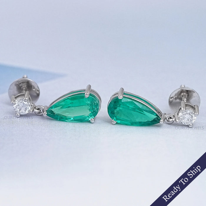 Green Pear Gemstone Drop Earrings