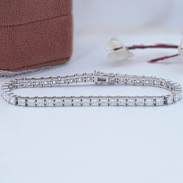 Princess Cut Lab Grown Diamond Tennis Bracelet 
