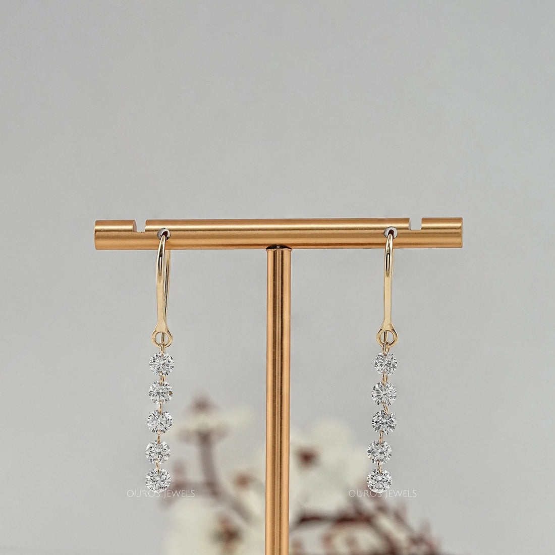 Lab Grown Round Diamond Wire Hook Back Dangle Earrings Earring