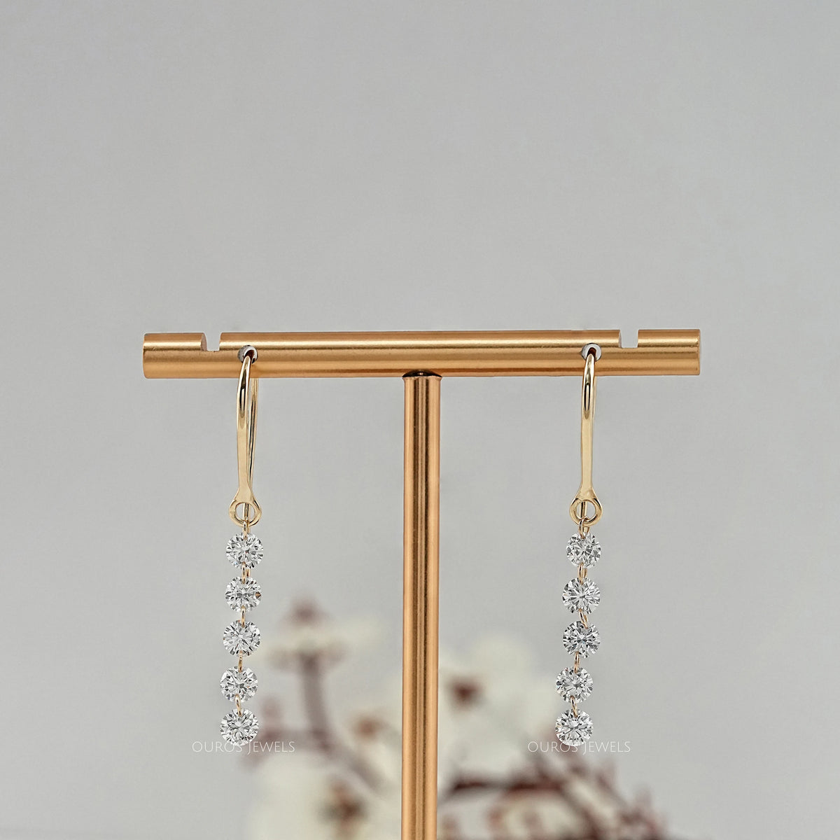 Lab Grown Round Diamond Wire Hook Back Dangle Earrings Earring