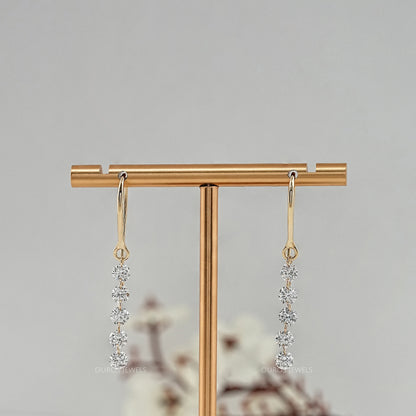 Lab Grown Round Diamond Wire Hook Back Dangle Earrings Earring