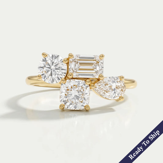Multi Shape Lab Diamond Cluster Engagement Ring Ring