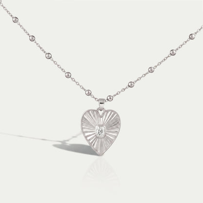 Diamond Fluted Heart shape Pendant Necklaces