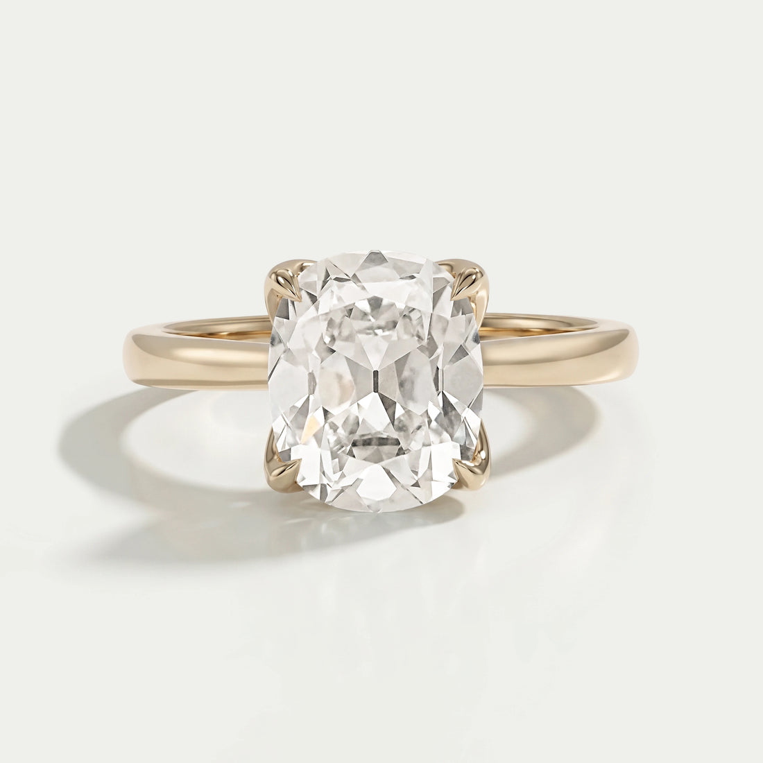 Old Mine Cushion Petal Solitaire Engagement Ring Ring