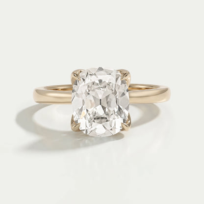 Old Mine Cushion Petal Solitaire Engagement Ring Ring