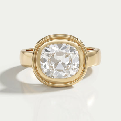 Old Mine Cushion Cut Bezel Set Ring Rings