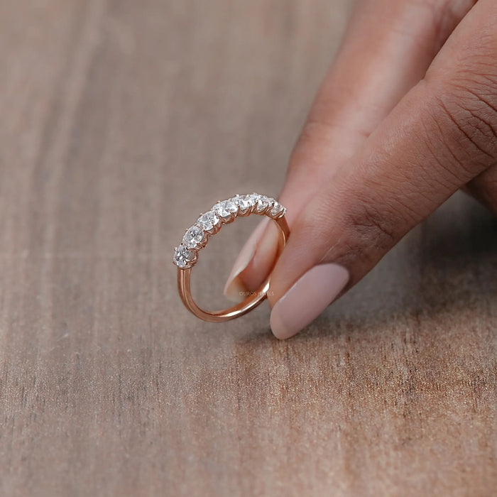 Seven Stone Old Mine Cushion Diamond Wedding Band 