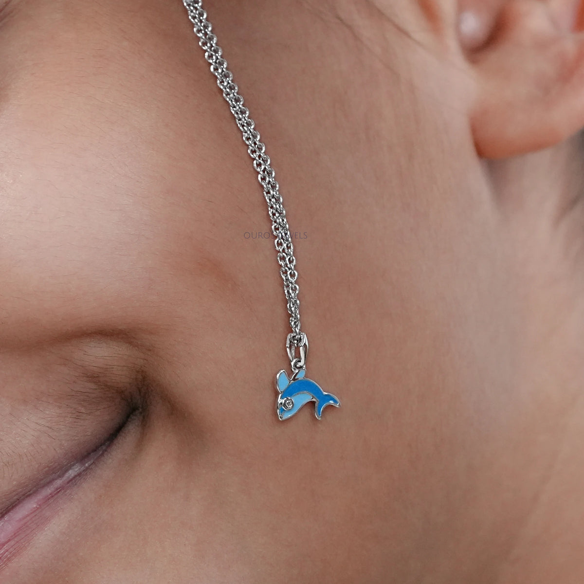 Blue Enamel Dolphin Charm Kids Pendant