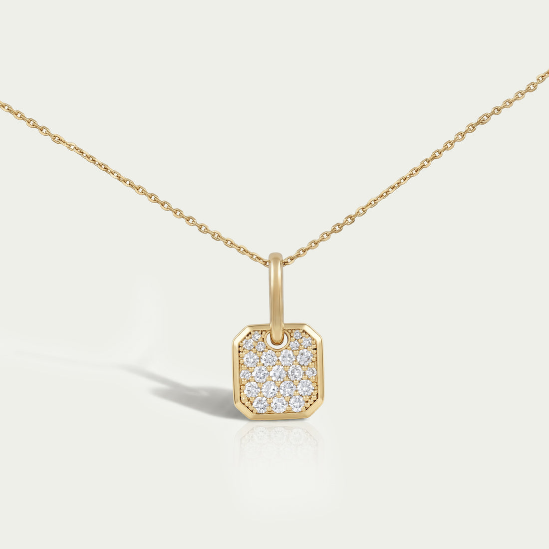 Octagon Shape Lab Diamond Pave Set Pendant Necklaces