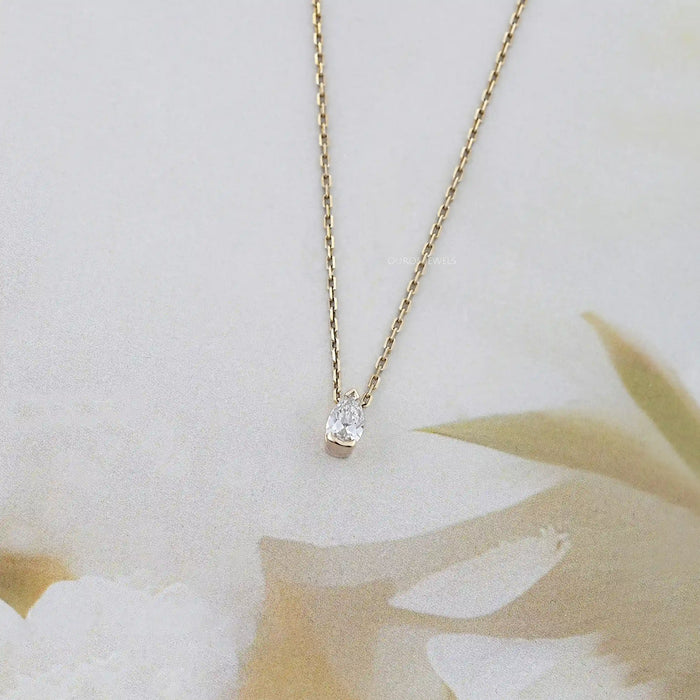 Old Mine Pear Diamond Half Bezel Solitaire Pendant