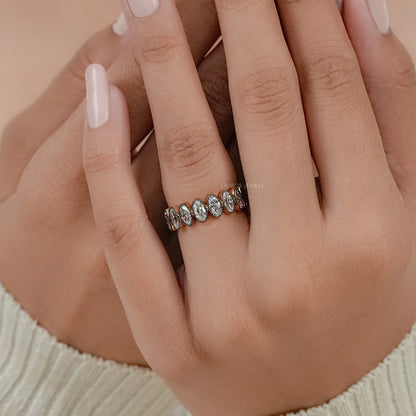 Old Mine Cushion Cut Lab Diamond Triple Band Ring 