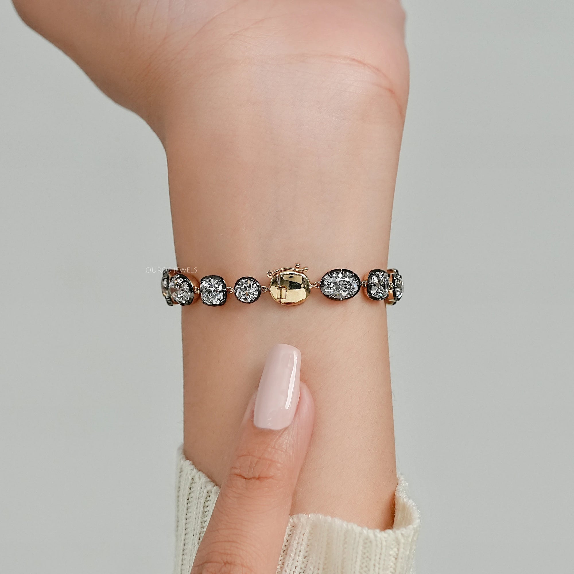 Multi Lab Diamond Bezel Set Solitaire Chain Bracelet 