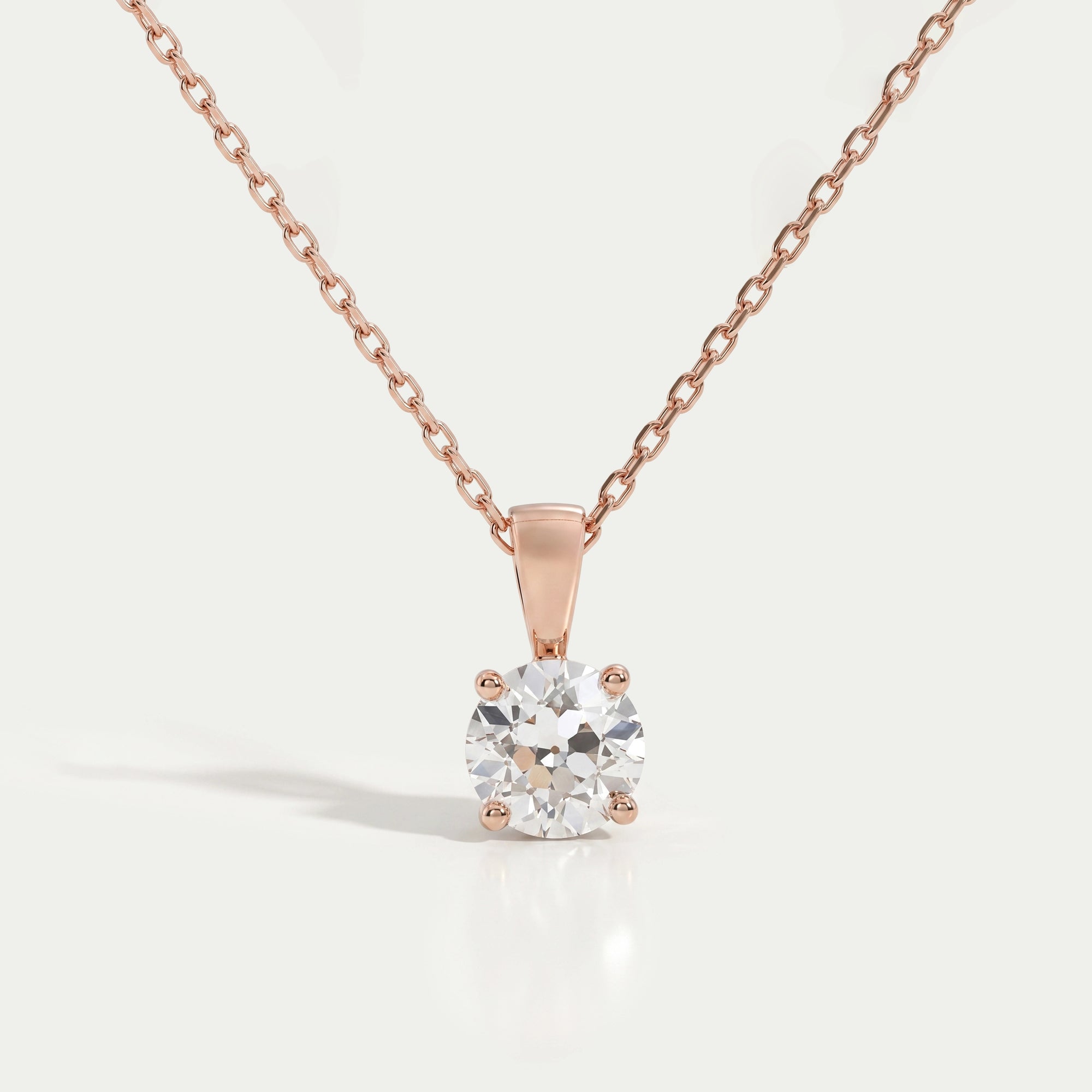 Old European Round Cut Solitaire Pendant Necklaces