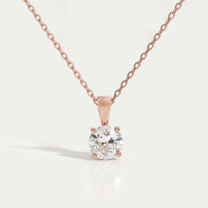 Old European Round Cut Solitaire Pendant Necklaces