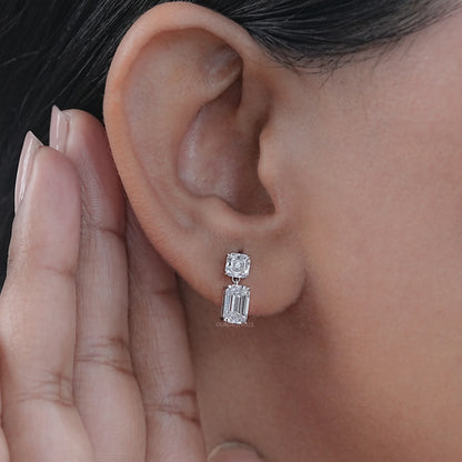 Old Mine Emerald And Asscher Diamond Drop Earrings Earrings