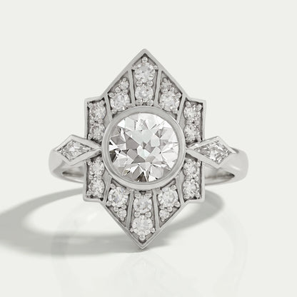 Old European Round Cut Bezel Set Vintage Engagement Ring Rings