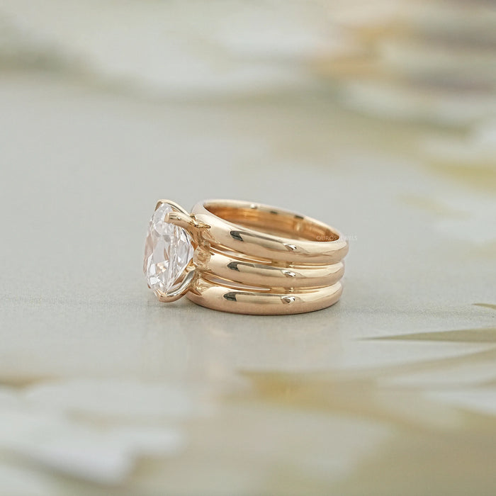 Old Mine Cushion Cut Lab Diamond Triple Band Ring 