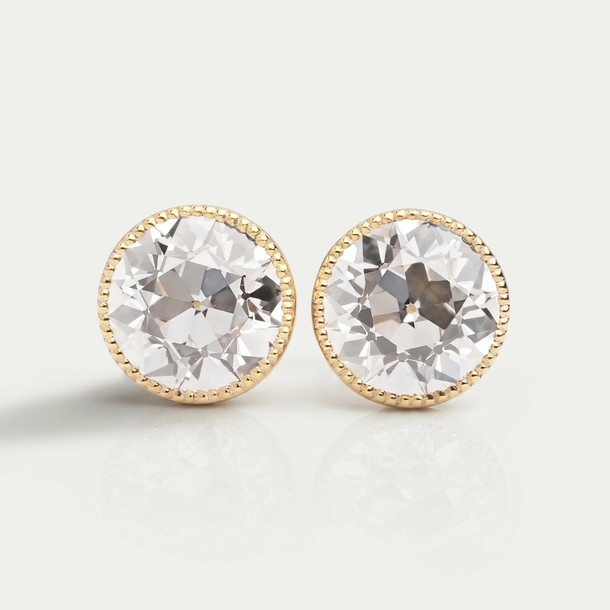 Old European Round Cut Milgrain Stud Earrings Earring