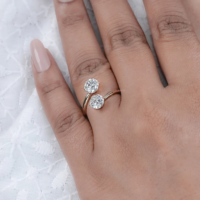 Old European Round Diamond Toi Et Moi Engagement Ring