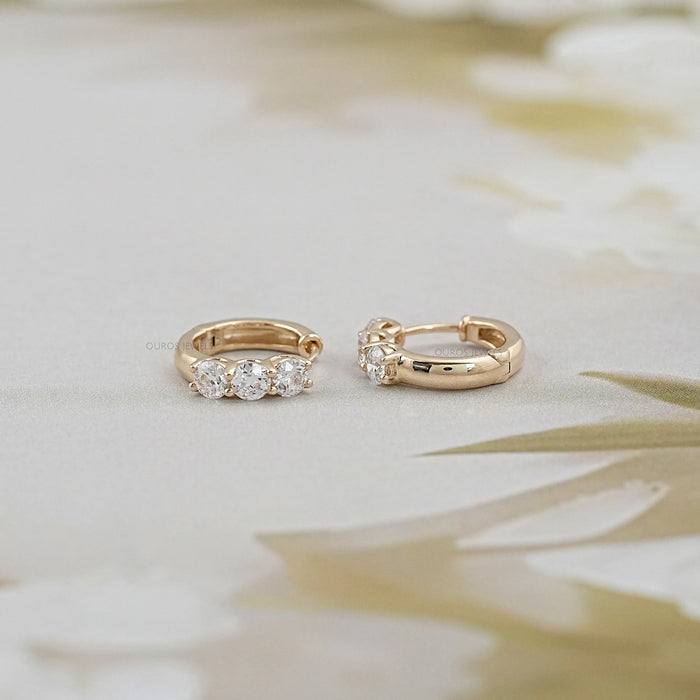 Antique OEC Round Diamond Cuff Hoops