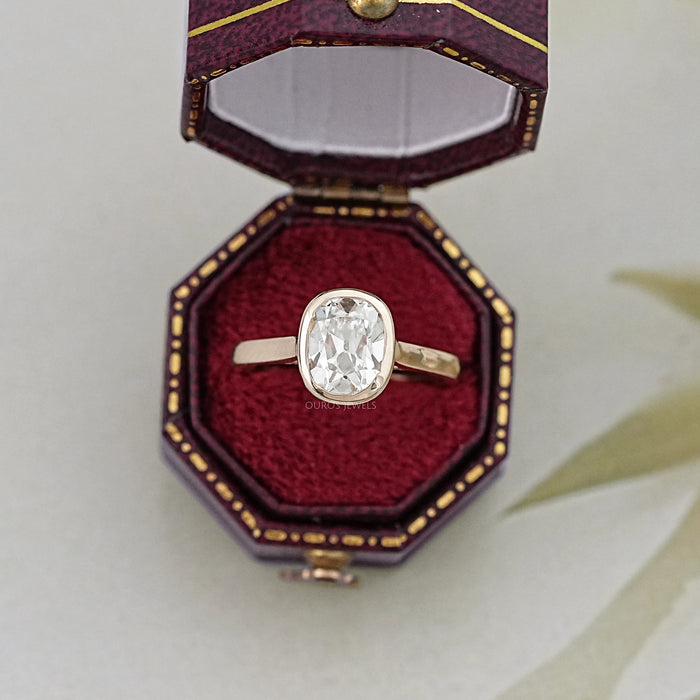Old Mine Cushion Cut Lab Diamond Solitaire Ring