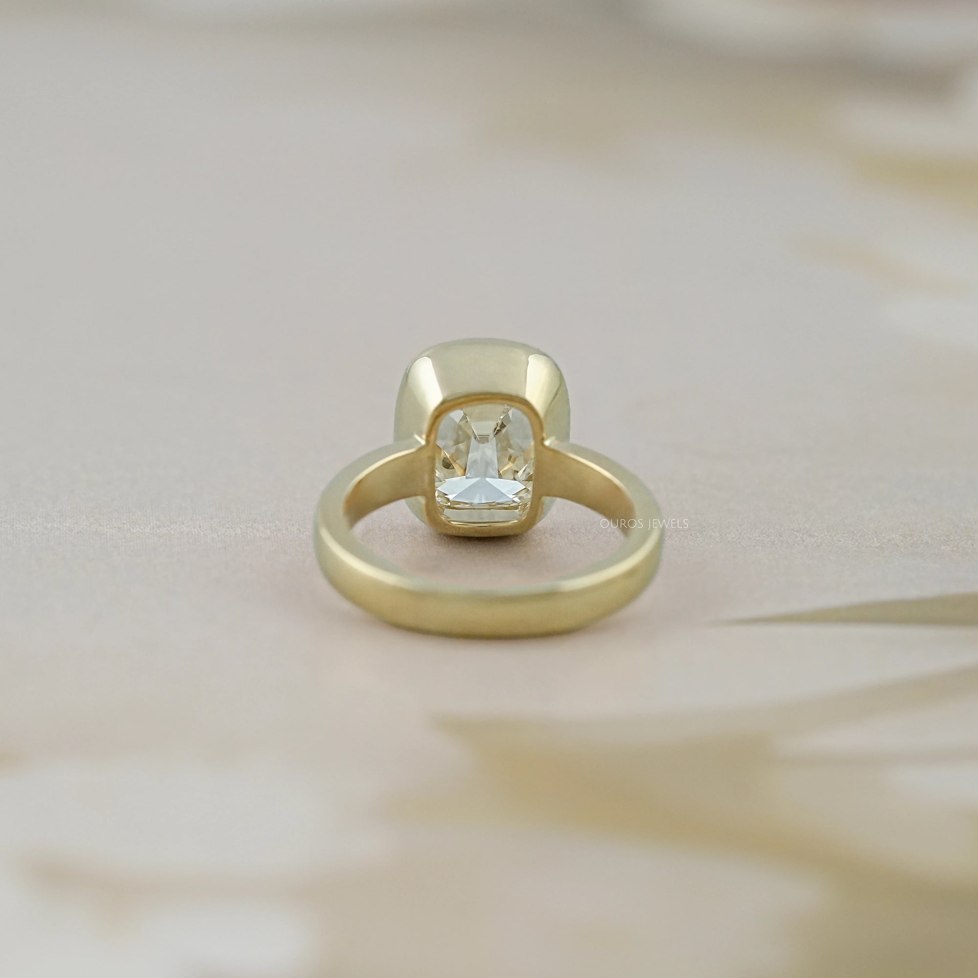 Old Mine Cushion Lab Diamond Bezel Set Ring Ring
