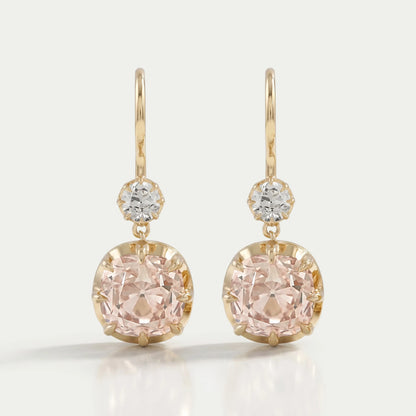 Old Mine Cushion Lab Diamond Dangle Earrings Earrings