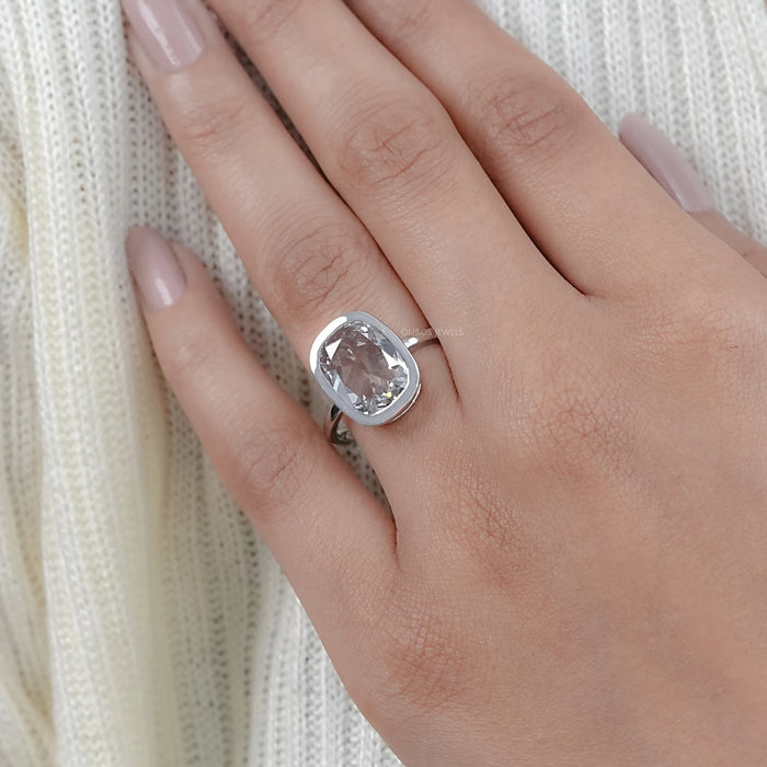 Old Mine Cushion Cut Lab Diamond Solitaire Ring