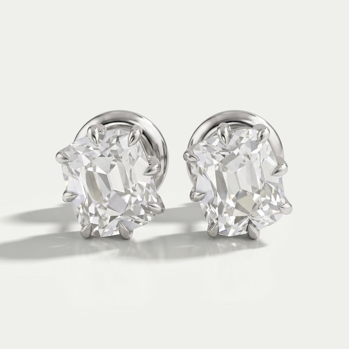 Old Mine Cushion Cut Lab Diamond Stud Earrings Earring