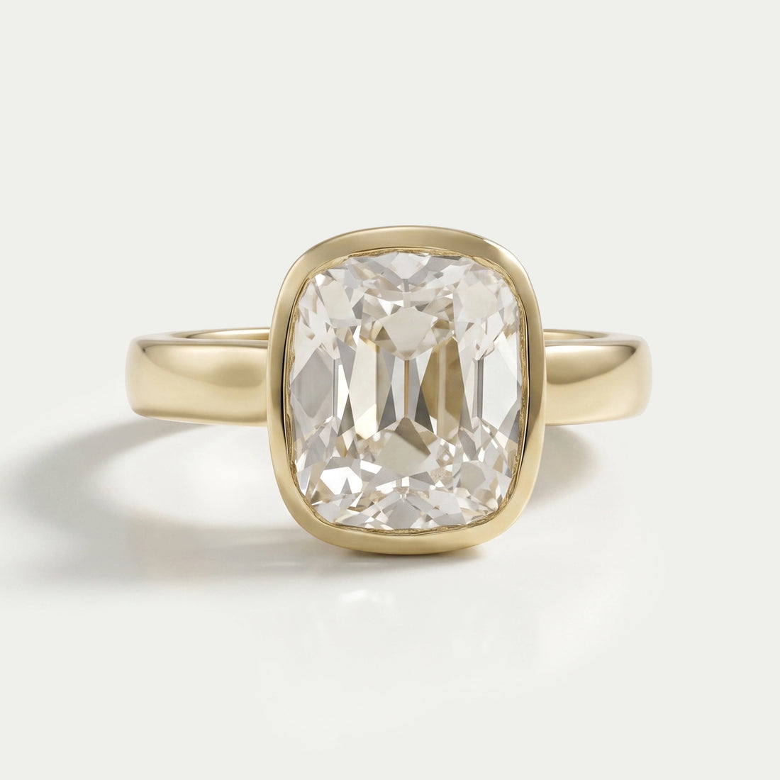 Old Mine Cushion Lab Diamond Bezel Set Ring Ring
