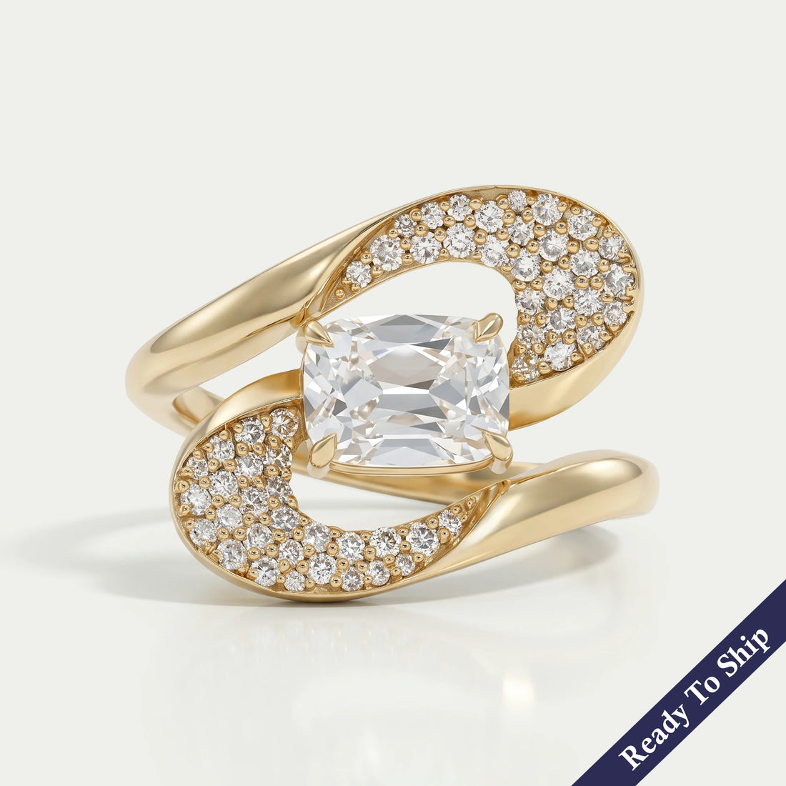 Old Mine Cushion Cut Diamond Accent Bypass Ring Rings