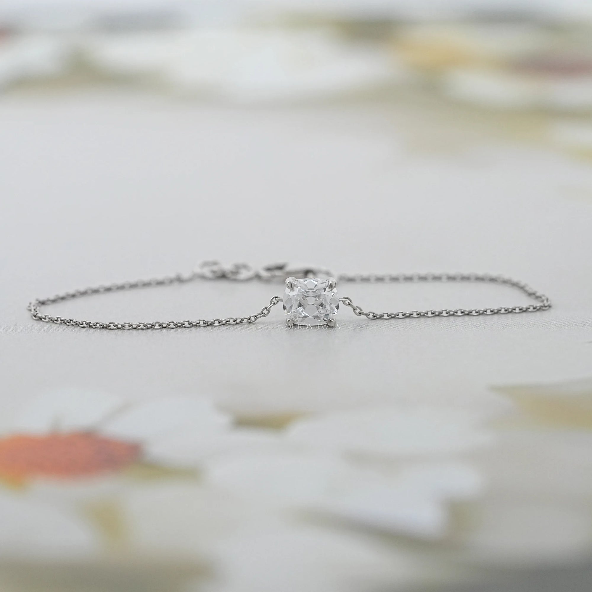 Multi Lab Diamond Bezel Set Solitaire Chain Bracelet 