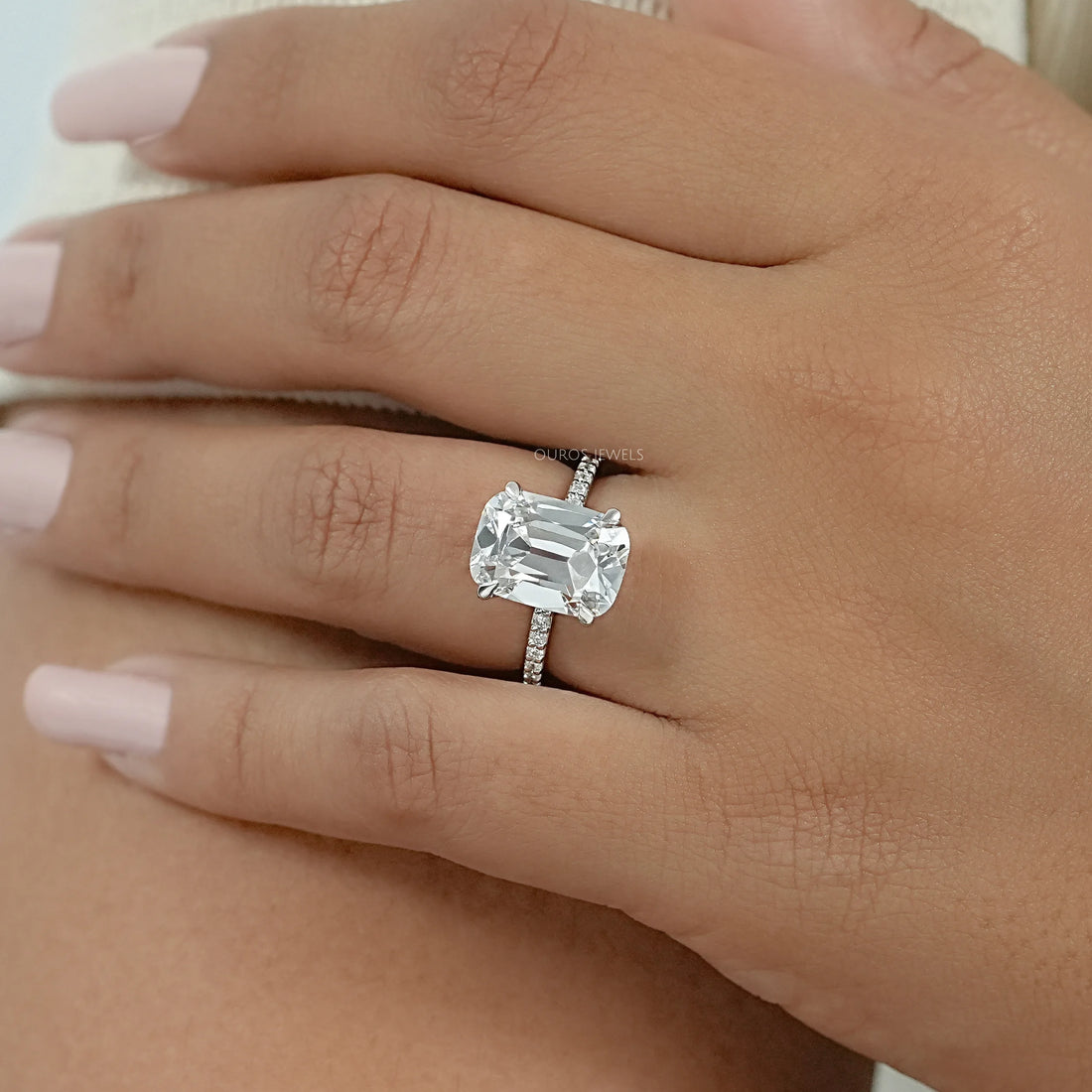 Old Mine Cushion Cut Solitaire Accent Ring Ring