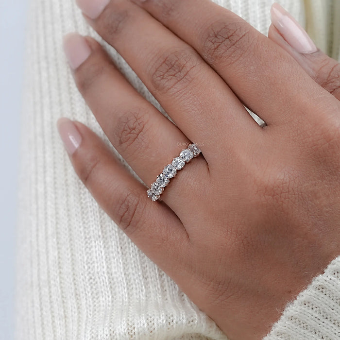 Seven Stone Old Mine Cushion Diamond Wedding Band 
