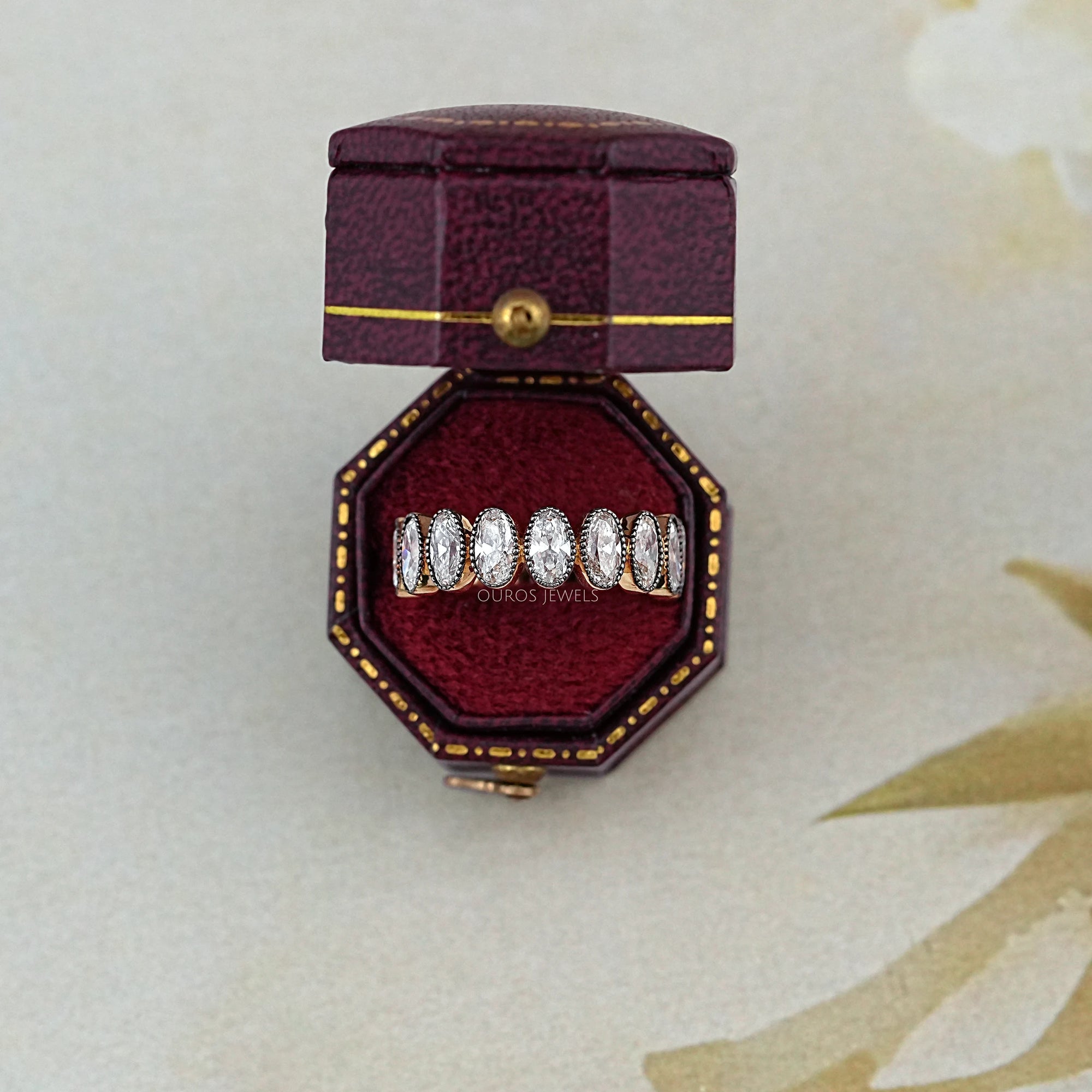 Old Mine Cushion Cut Lab Diamond Triple Band Ring 