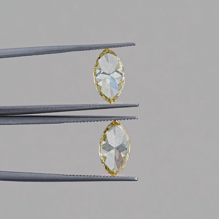 Intense Yellow Old Mine Marquise Cut Lab Diamond Matching Pairs
