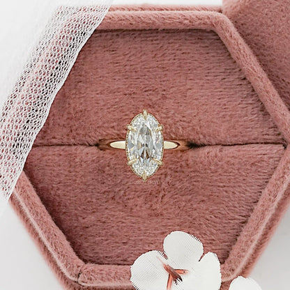 Old Mine Moval Cut Hidden Halo Engagement Ring