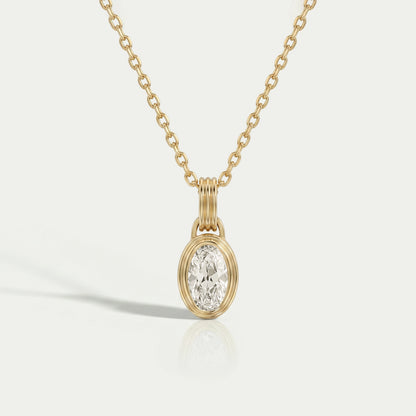 Old Mine Moval Lab Diamond Bezel Set Pendant Necklaces